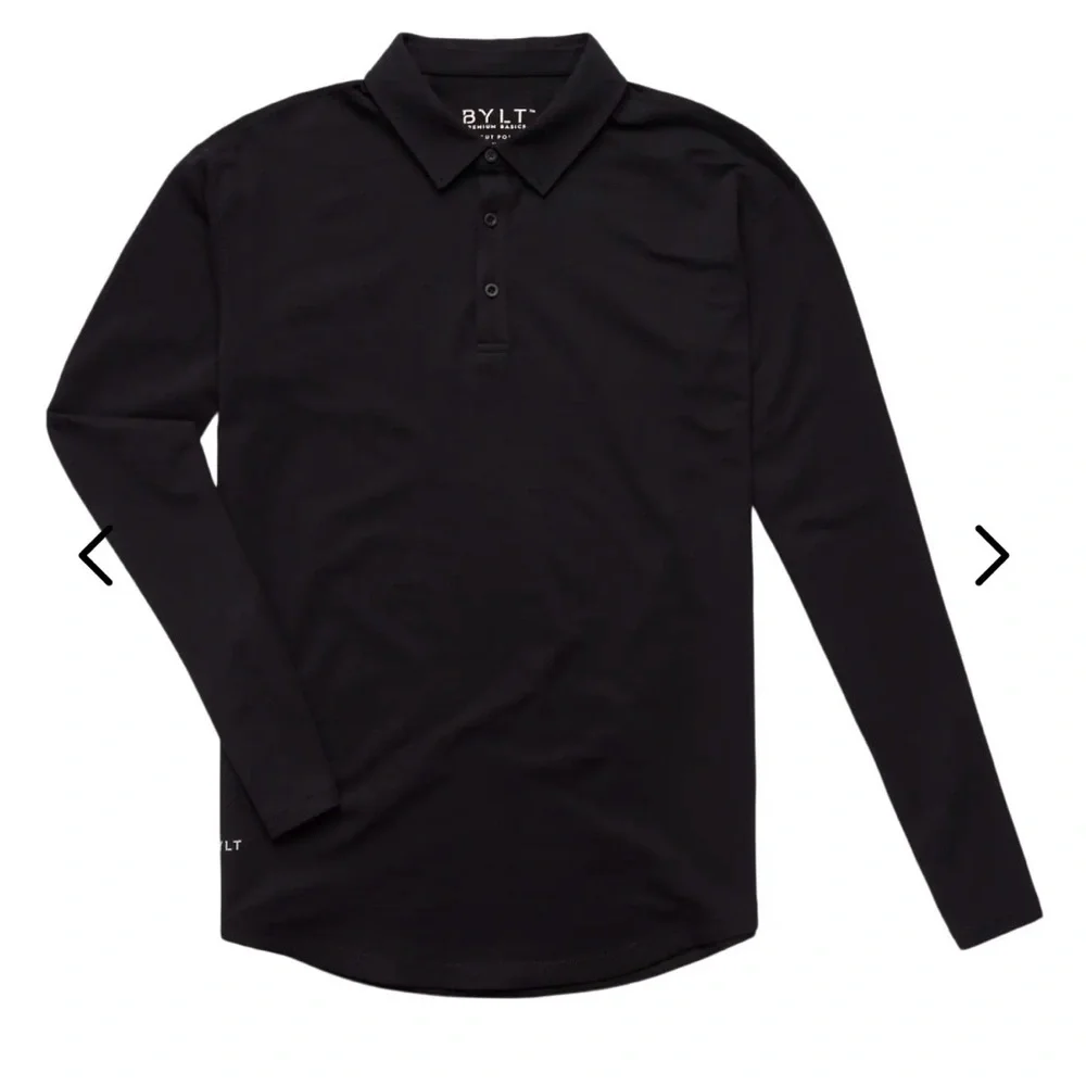 BYLT Basics Black LUX Long Sleeve Polo - Picture 4 of 5